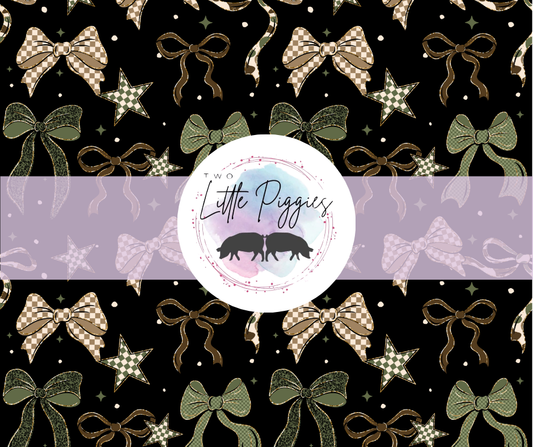 Printed Vinyl - Brown and Green Bows