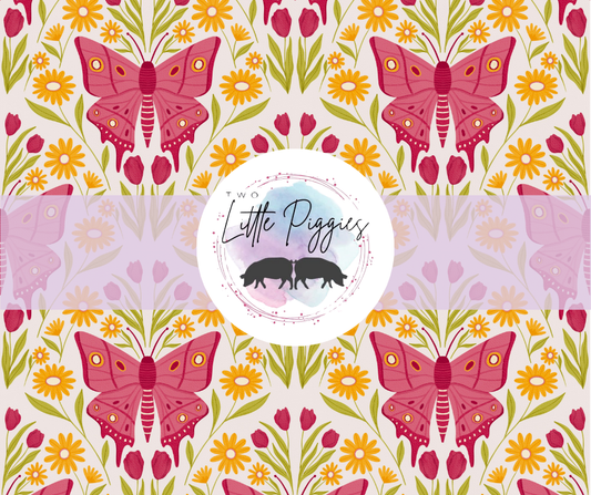 Printed Vinyl - Moths and Tulips