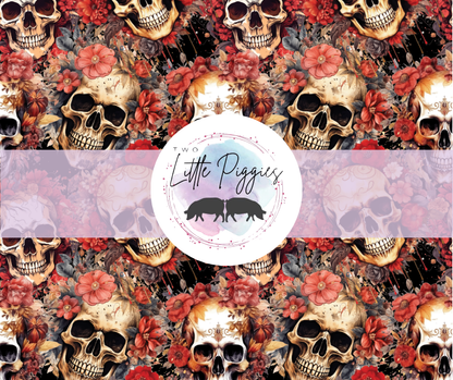 Printed Vinyl - Red Floral Skulls