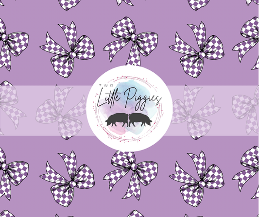 Printed Vinyl - Purple Checkered Bows