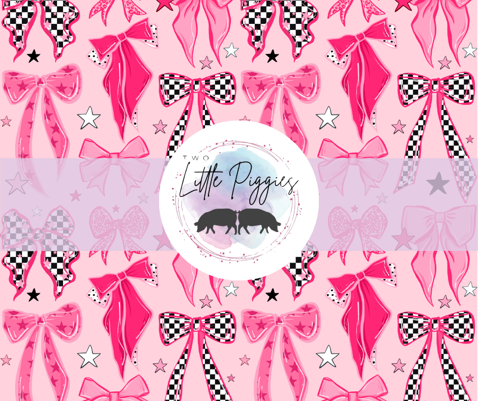 Printed Vinyl - Checker and Pink Bows