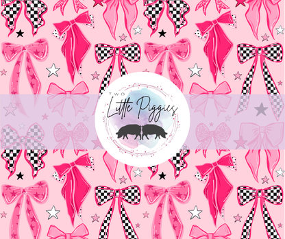Printed Vinyl - Checker and Pink Bows