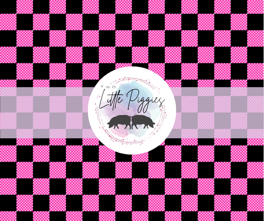 Printed Vinyl -  Pink and Black Checkered