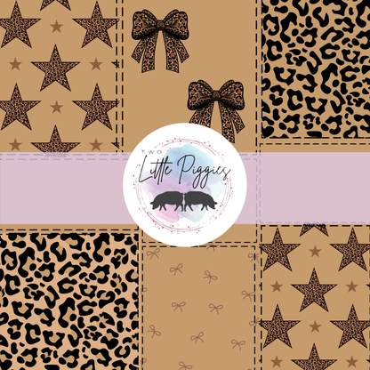 Printed Vinyl - Patchwork - Leopard Bows