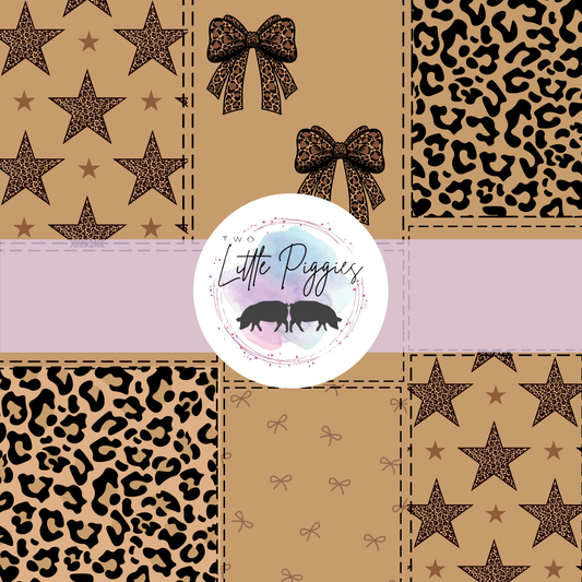 Printed Vinyl - Patchwork - Leopard Bows