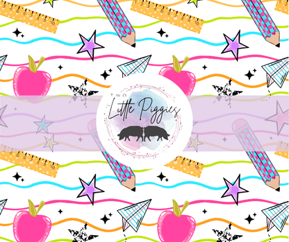 Printed Vinyl - Wavy School Supplies