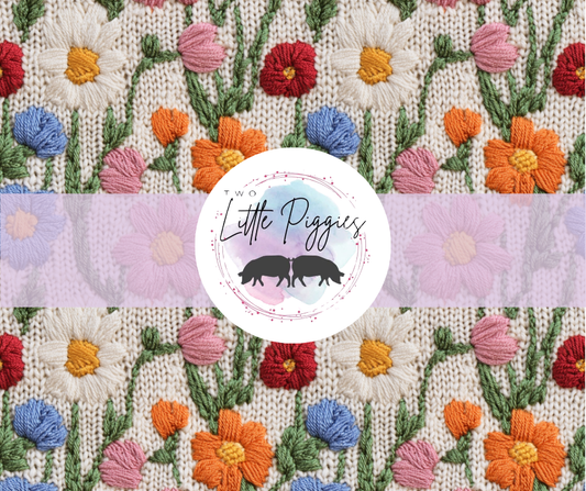 Printed Vinyl - Embroidered Flowers