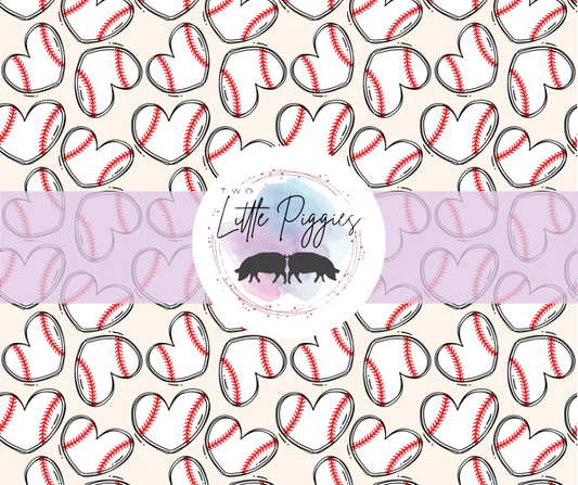 Printed Vinyl - Baseball Hearts