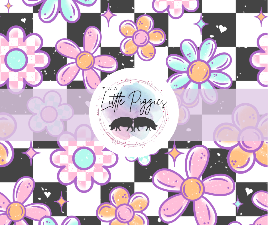 Printed Vinyl - Checker Flowers