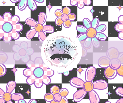 Printed Vinyl - Checker Flowers