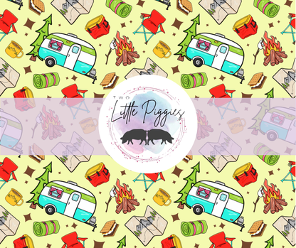 Printed Vinyl - Let's Go Camping - Yellow