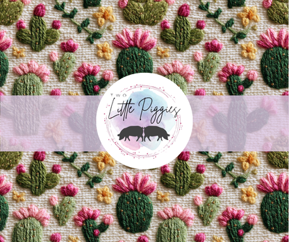 Printed Vinyl - Embroidered Cactus