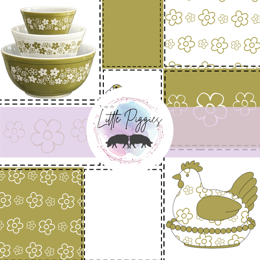 Printed Vinyl - Patchwork - Green Pyrex