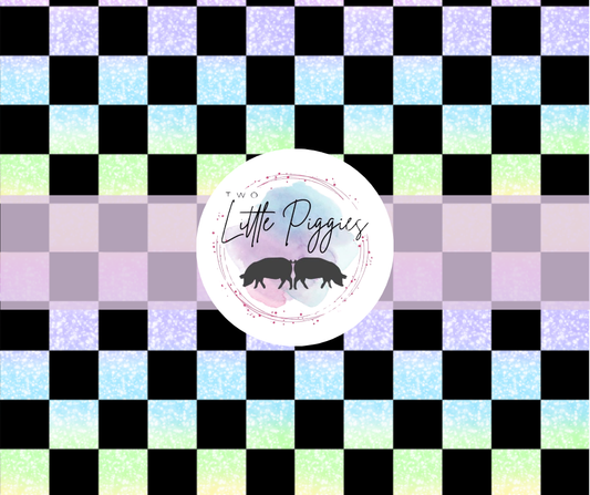 Printed Vinyl - Sparkle Rainbow Checker