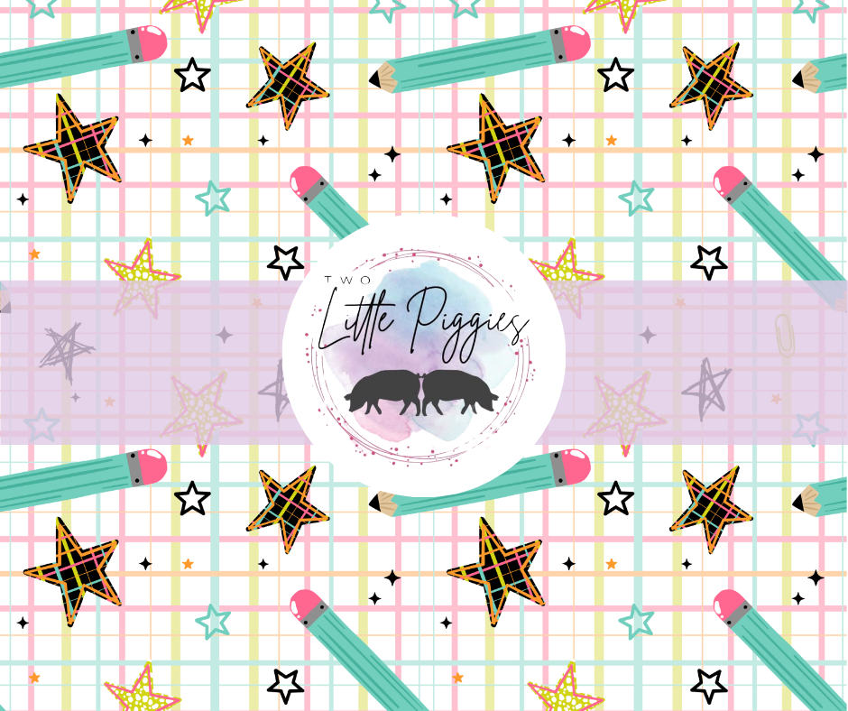 Printed Vinyl - Pencil Star Plaid