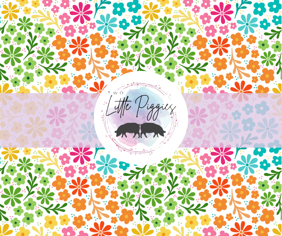 Printed Vinyl - Rainbow Flowers