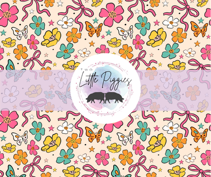 Printed Vinyl - Retro Bows on Cream