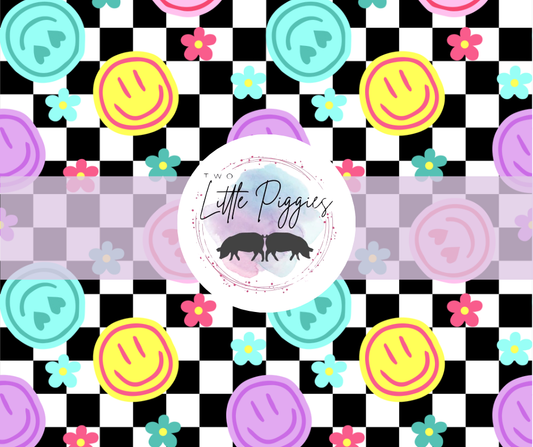 Printed Vinyl - Checkered Smiles