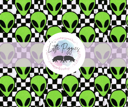 Printed Vinyl - Green Alien Checkers