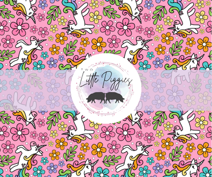 Printed Vinyl - Unicorns and Flowers