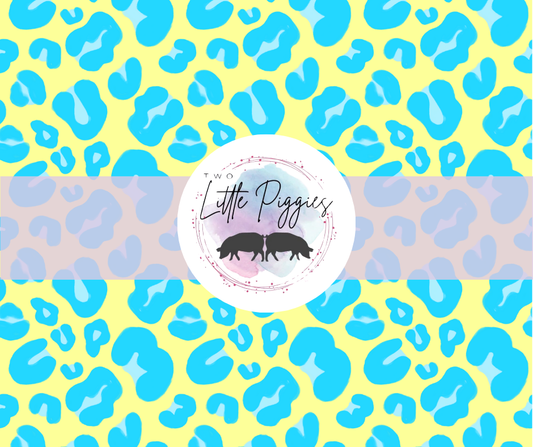 Printed Vinyl - Leopard - Blue and Neon Yellow