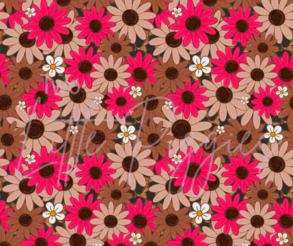Printed Vinyl - Brown and Pink Flowers