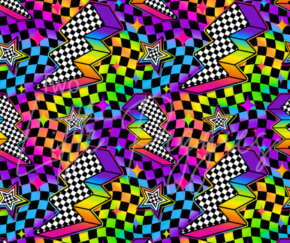 Printed Vinyl - Rainbow Checkers Bolts