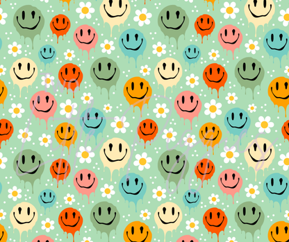 Printed Vinyl - Floral Melted Smiley