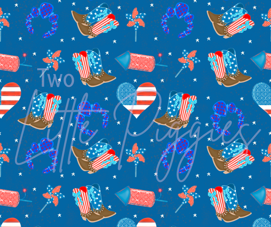 Printed Vinyl - 4th of July -RWB Cowboy Boots