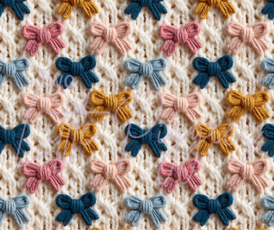Printed Vinyl - Embroidered Bows