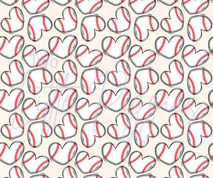 Printed Vinyl - Baseball Hearts
