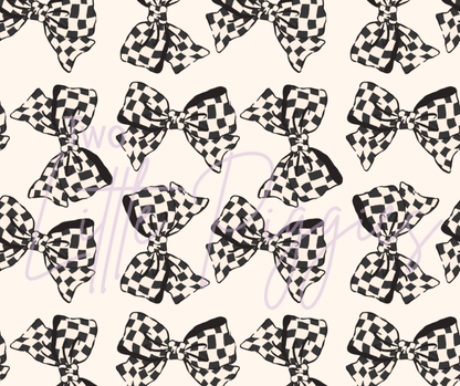 Printed Vinyl - Black and White Checkered Bows