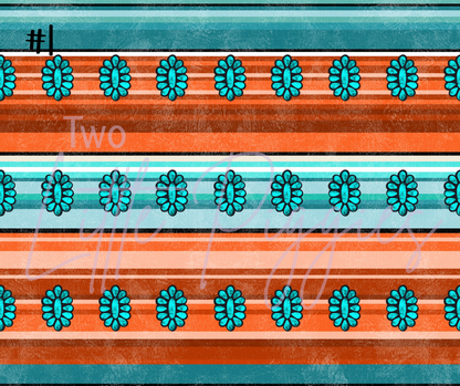 Printed Vinyl - Orange Turquoise Aztec