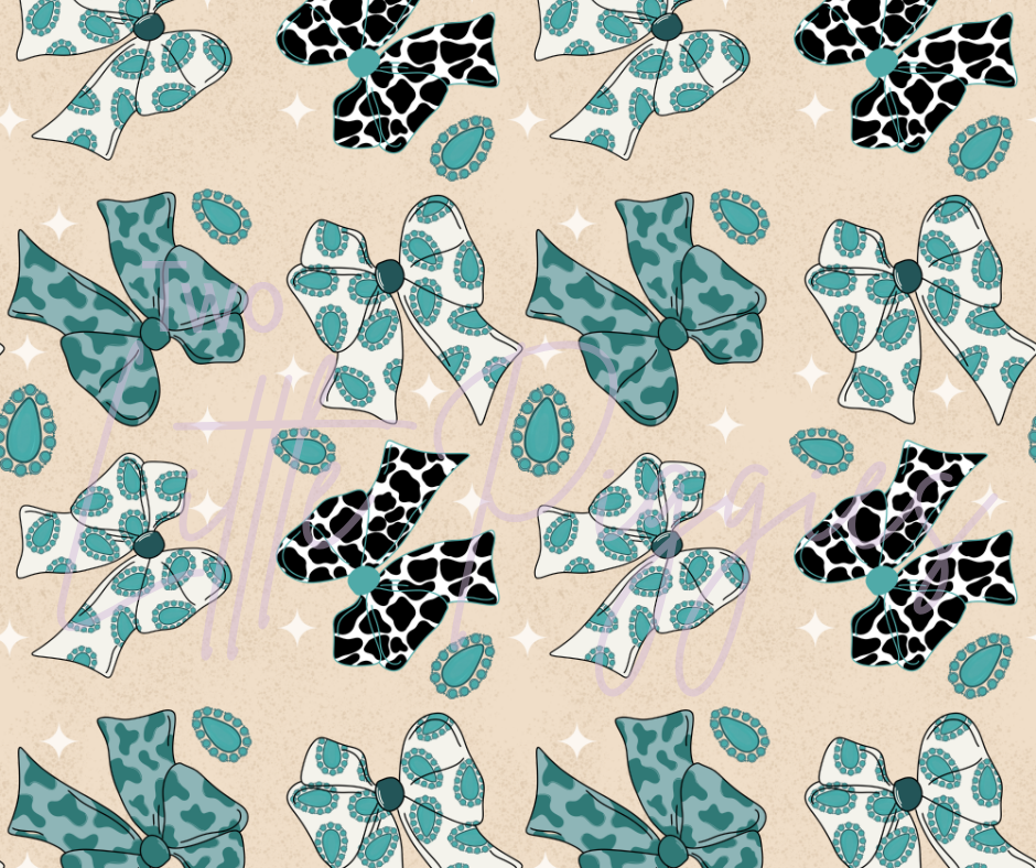 Printed Vinyl - Western Teal Bows