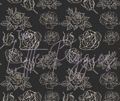 Printed Vinyl - Black and Cream Roses
