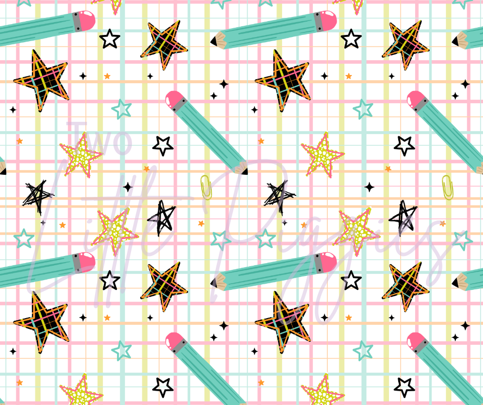 Printed Vinyl - Pencil Star Plaid