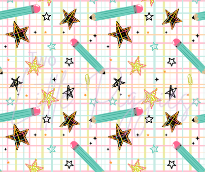 Printed Vinyl - Pencil Star Plaid