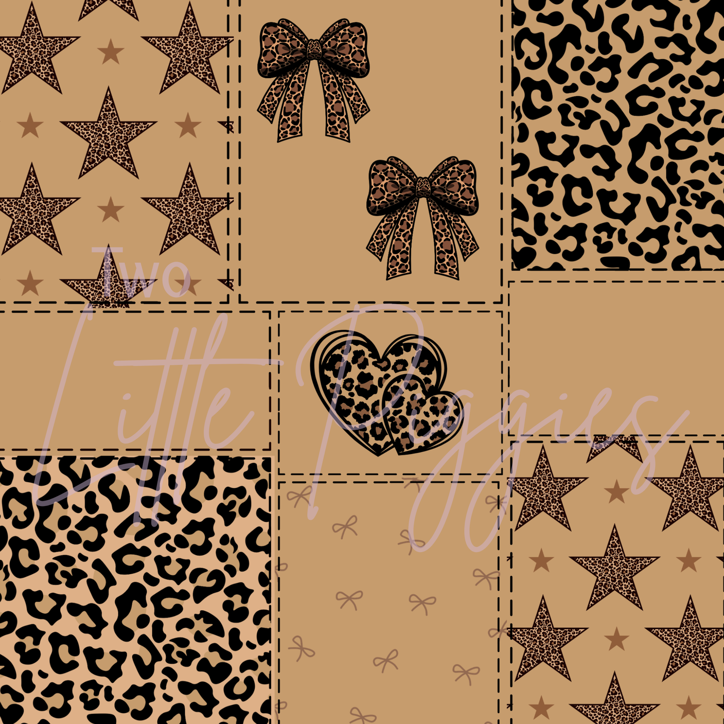 Printed Vinyl - Patchwork - Leopard Bows