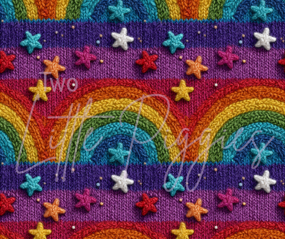 Printed Vinyl - Embroidered Rainbows