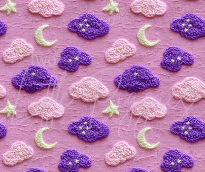 Printed Vinyl - Embroidered Clouds