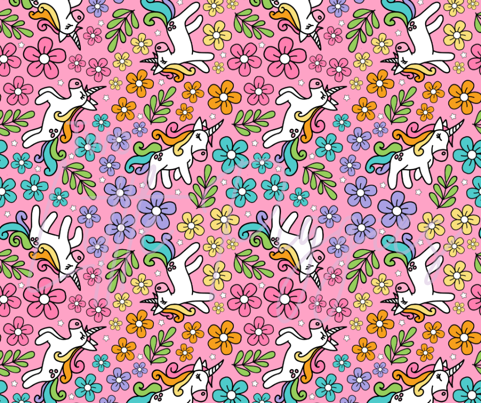 Printed Vinyl - Unicorns and Flowers
