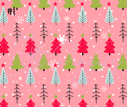 Printed Vinyl - Retro Pink Christmas