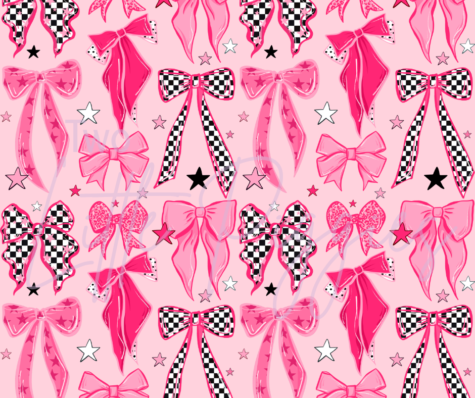 Printed Vinyl - Checker and Pink Bows
