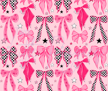 Printed Vinyl - Checker and Pink Bows