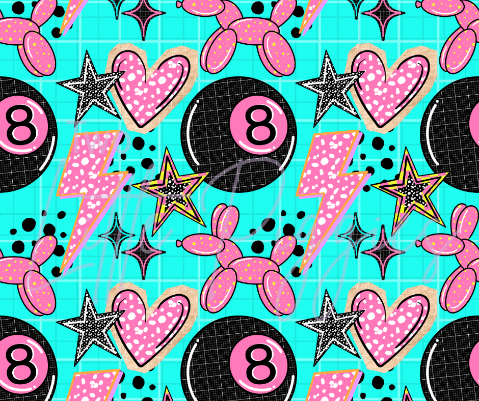 Printed Vinyl - Pink and Teal 8 Ball