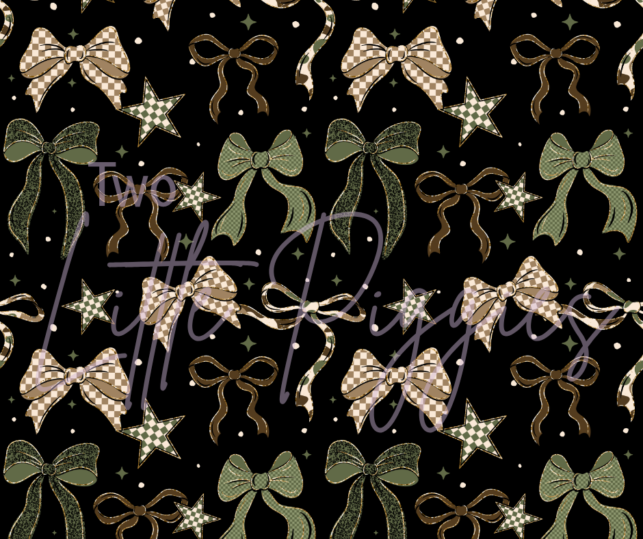 Printed Vinyl - Brown and Green Bows