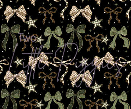 Printed Vinyl - Brown and Green Bows