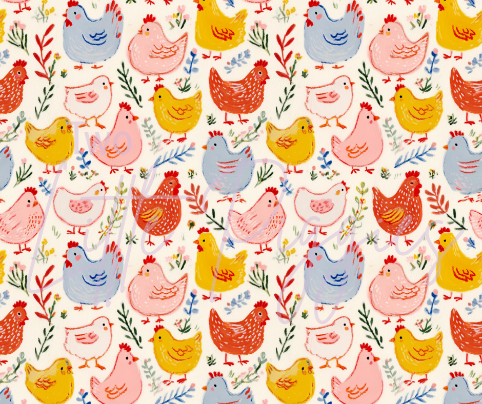 Printed Vinyl - Spring Chicken Doodle