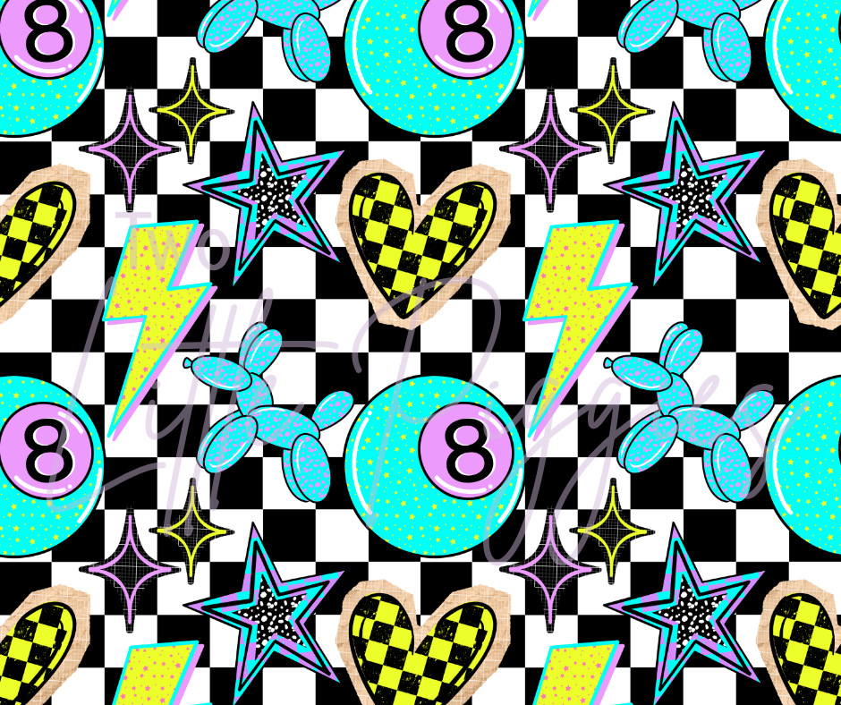 Printed Vinyl - Neon Checker 8Ball