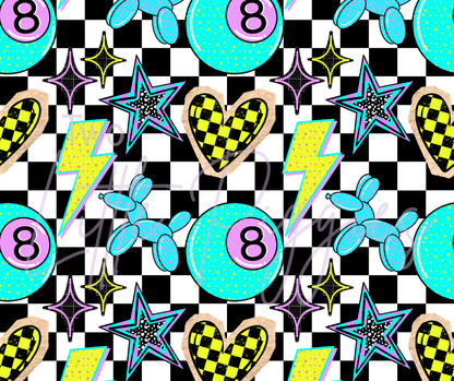 Printed Vinyl - Neon Checker 8Ball